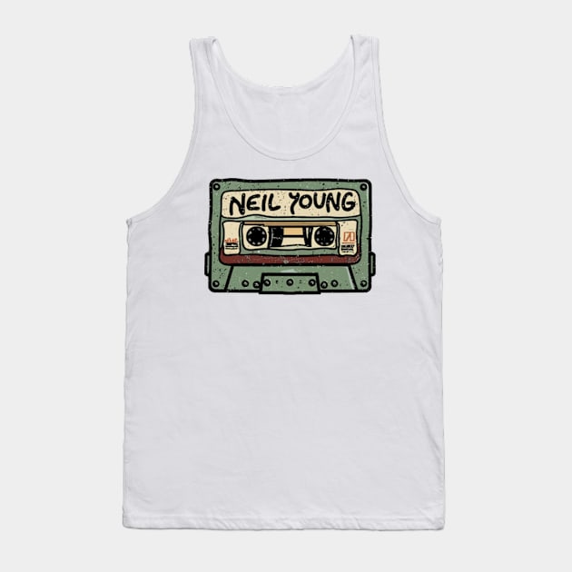 Neil Young - Vintage Cassete 80s Tank Top by elegantelite